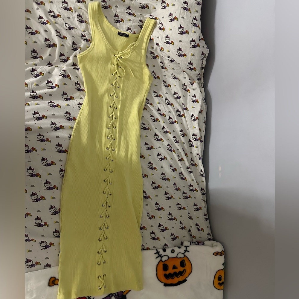 fashion Q yellow long tie dress size small